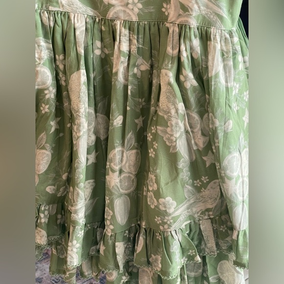 Agua Bendita Vestido Isadora Boho Chic Ruffled Bird Print Dress NWT $220 - Picture 4 of 13